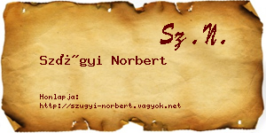 Szügyi Norbert névjegykártya